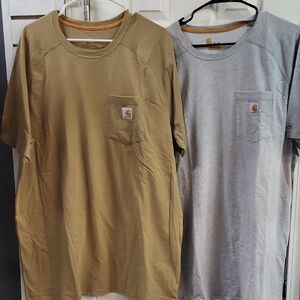 NWOT, Carhartt Men's Short Sleeve Tees - Tan and Gray, Set Of 2